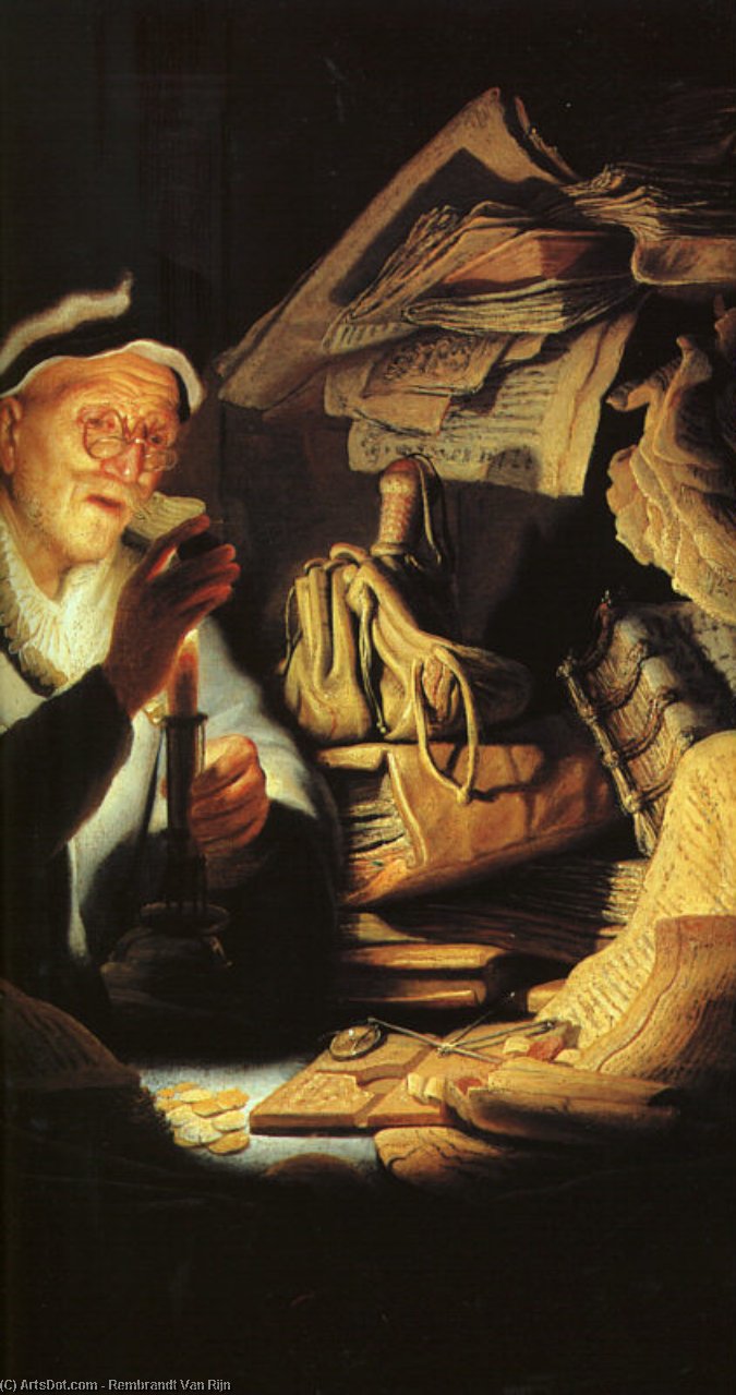 WikiOO.org - Encyclopedia of Fine Arts - Festés, Grafika Rembrandt Van Rijn - The Rich Old Man from the Parable, detail