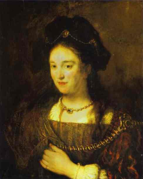 Wikioo.org - The Encyclopedia of Fine Arts - Painting, Artwork by Rembrandt Van Rijn - The artist's wife, saskia