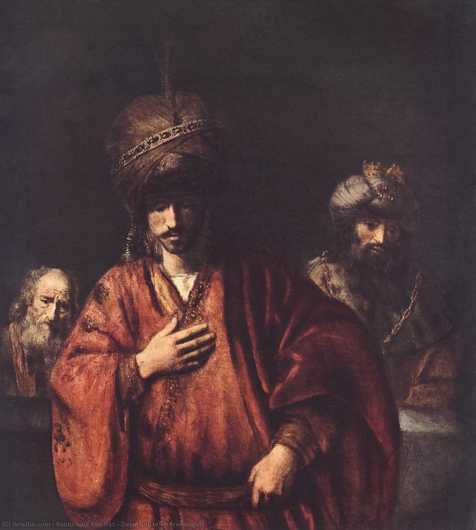 Wikioo.org - สารานุกรมวิจิตรศิลป์ - จิตรกรรม Rembrandt Van Rijn - David and uriah eremitaget