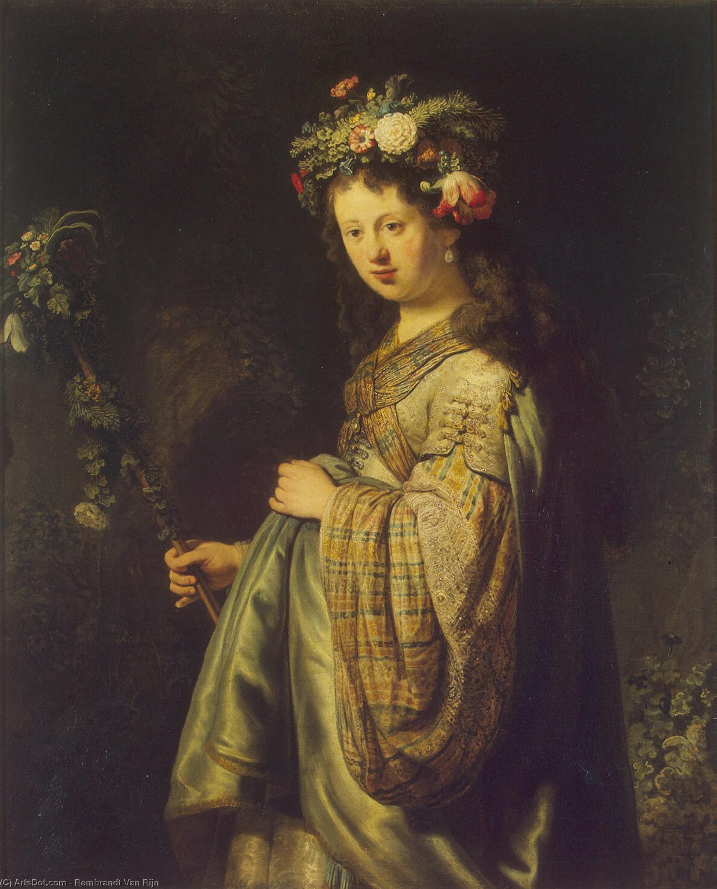 Wikioo.org - The Encyclopedia of Fine Arts - Painting, Artwork by Rembrandt Van Rijn - Flora, eremitaget