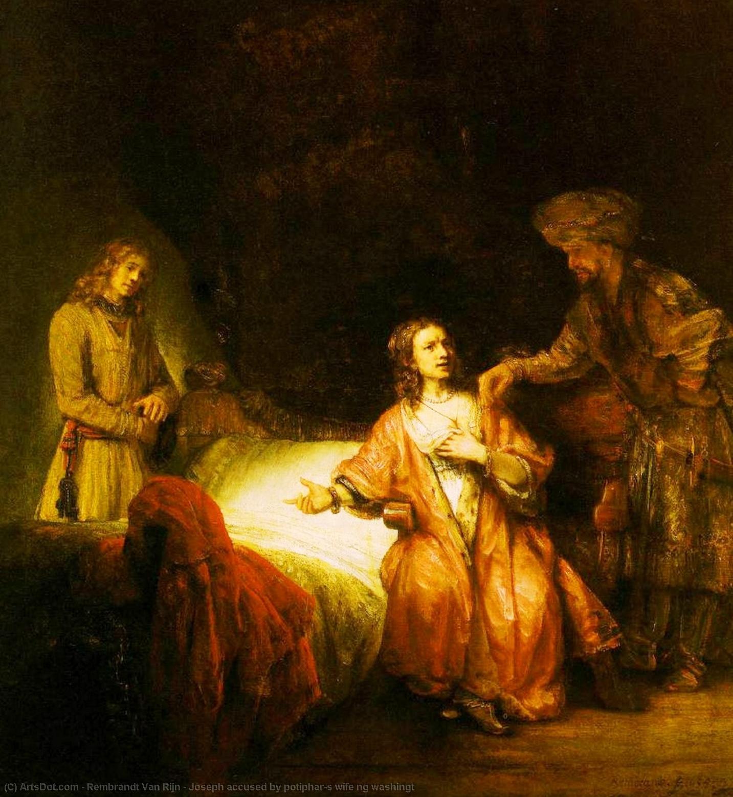 Wikioo.org – La Enciclopedia de las Bellas Artes - Pintura, Obras de arte de Rembrandt Van Rijn - José acusado por la esposa de Putifar GN  lavar