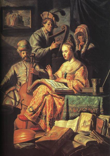 WikiOO.org - Enciklopedija dailės - Tapyba, meno kuriniai Rembrandt Van Rijn - Music-party rm amsterdam