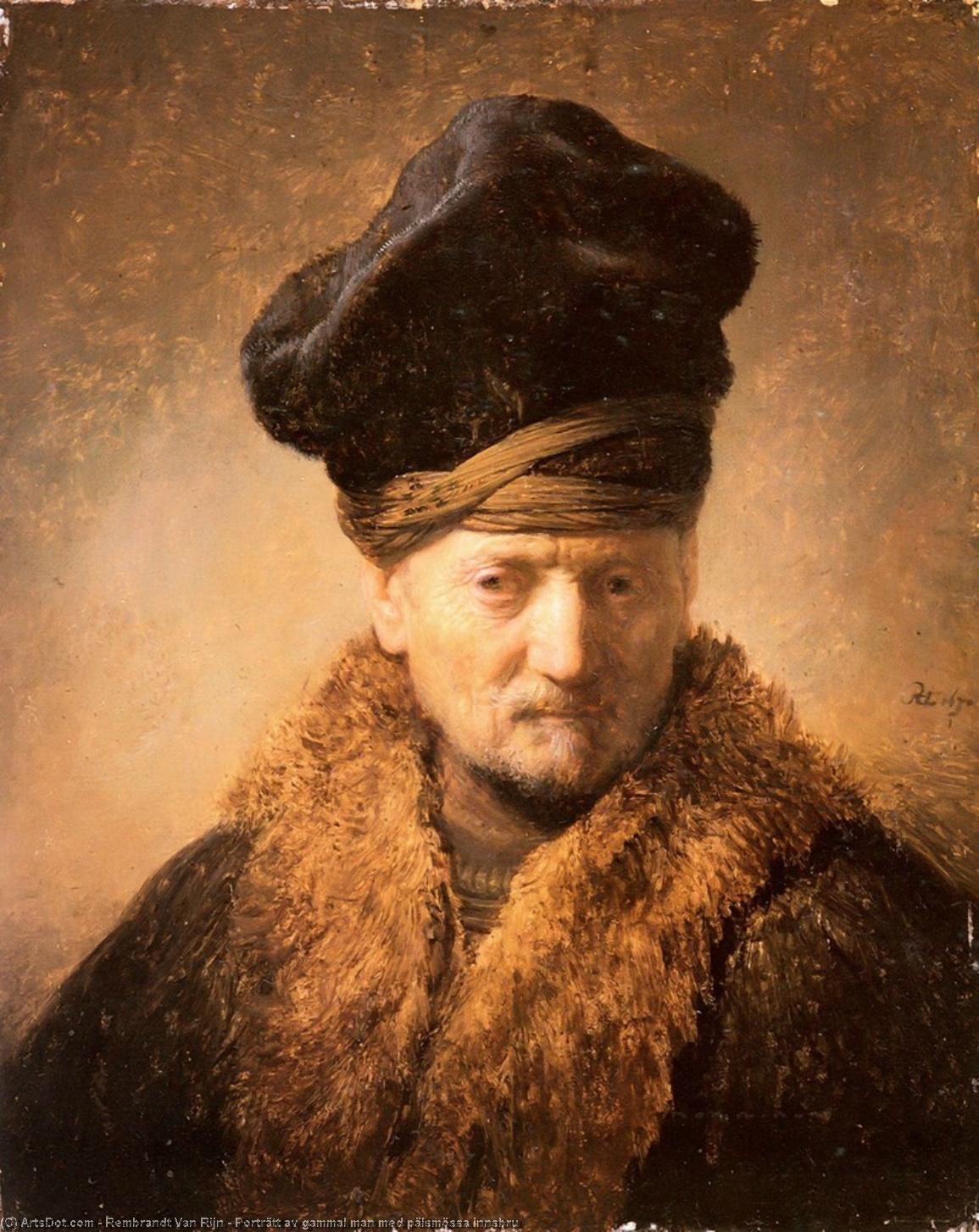 WikiOO.org - 백과 사전 - 회화, 삽화 Rembrandt Van Rijn - Porträtt av gammal man med pälsmössa innsbru
