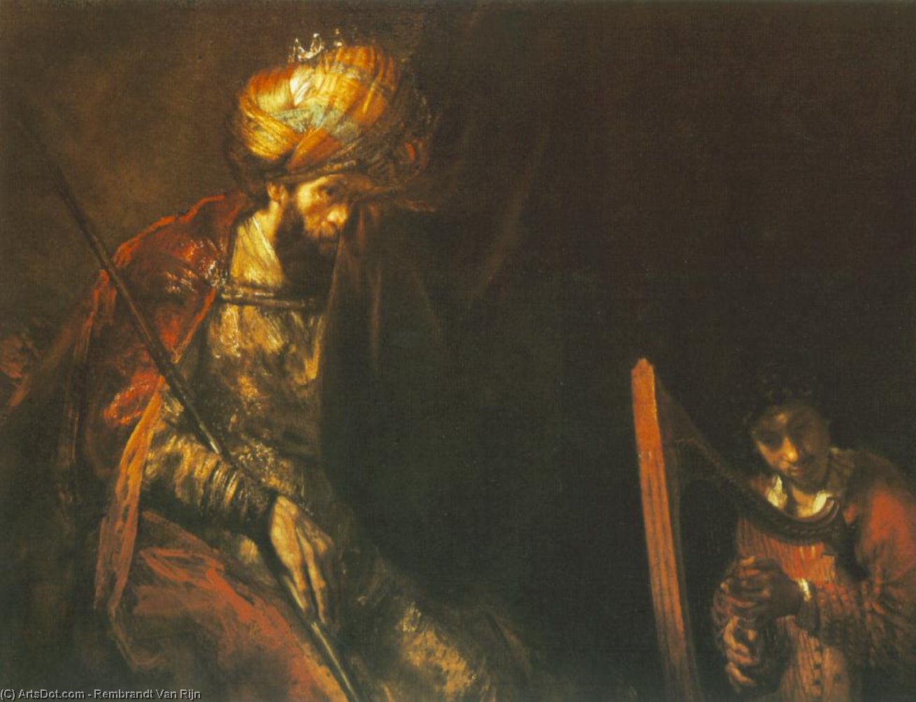 Wikioo.org – La Enciclopedia de las Bellas Artes - Pintura, Obras de arte de Rembrandt Van Rijn - Saúl y david mauritshuis , la haya