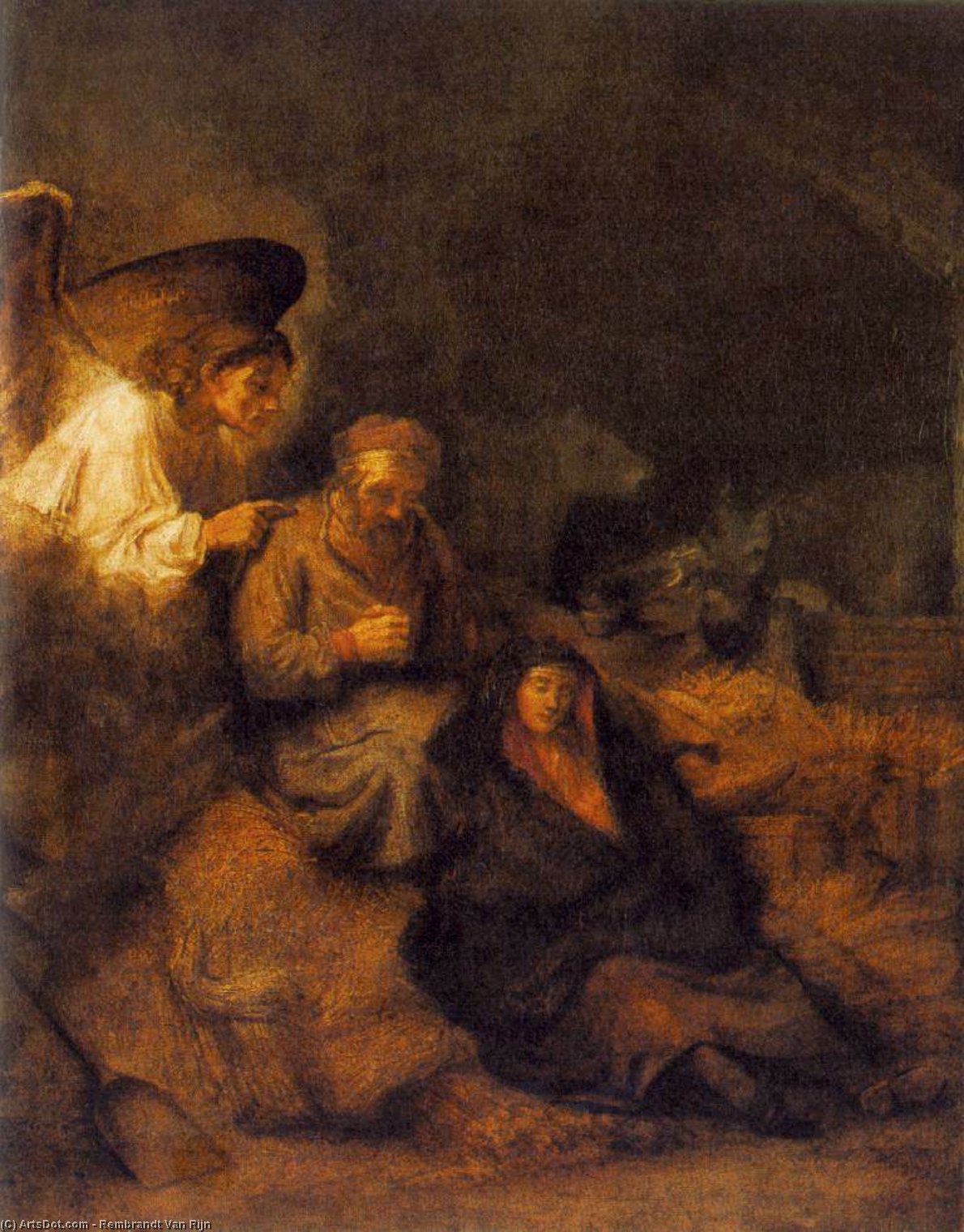 WikiOO.org - Encyclopedia of Fine Arts - Maleri, Artwork Rembrandt Van Rijn - The dream of st joseph museum of fine arts