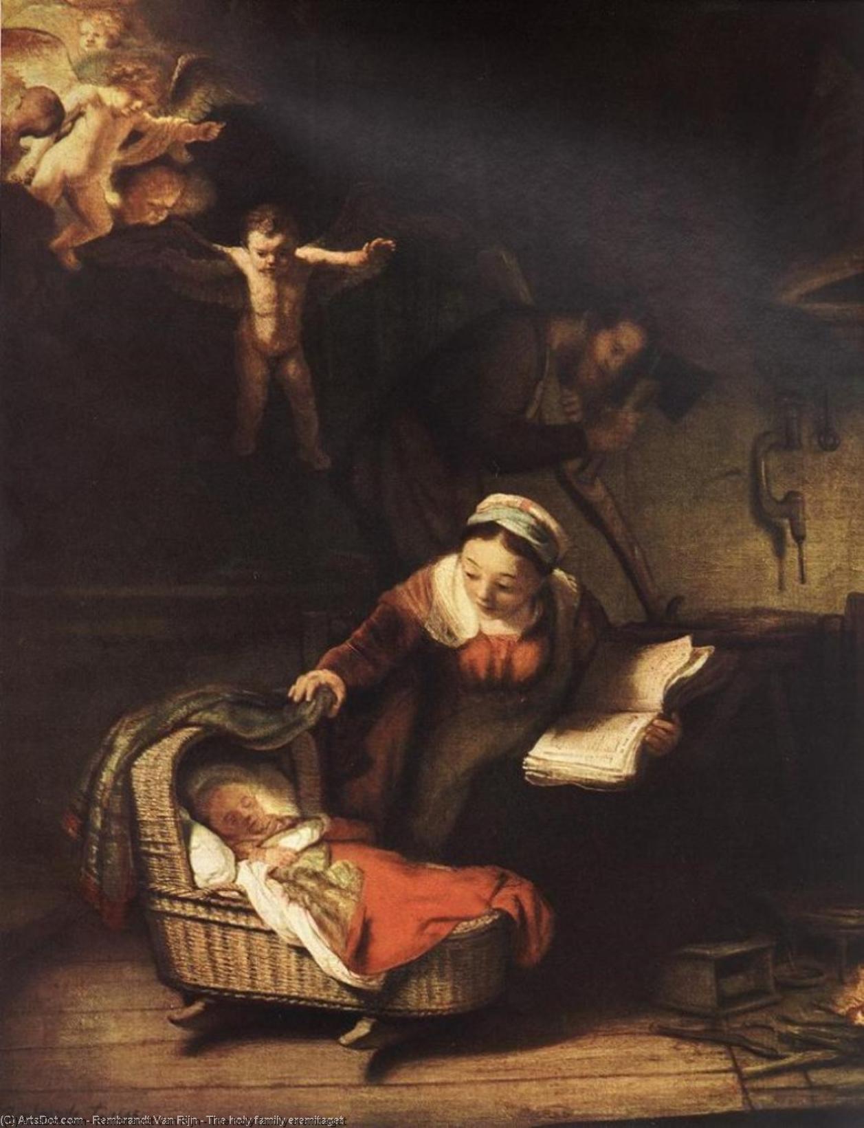Wikioo.org – La Enciclopedia de las Bellas Artes - Pintura, Obras de arte de Rembrandt Van Rijn - El santo familia eremitaget