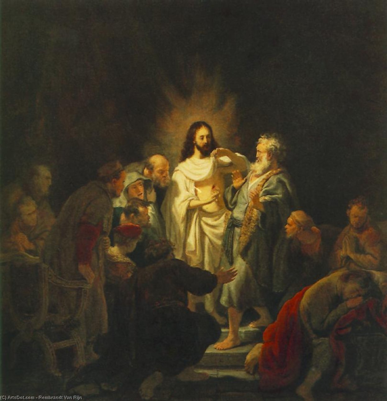 WikiOO.org - Encyclopedia of Fine Arts - Maleri, Artwork Rembrandt Van Rijn - The incredulity of st thomas pusjkin museum m