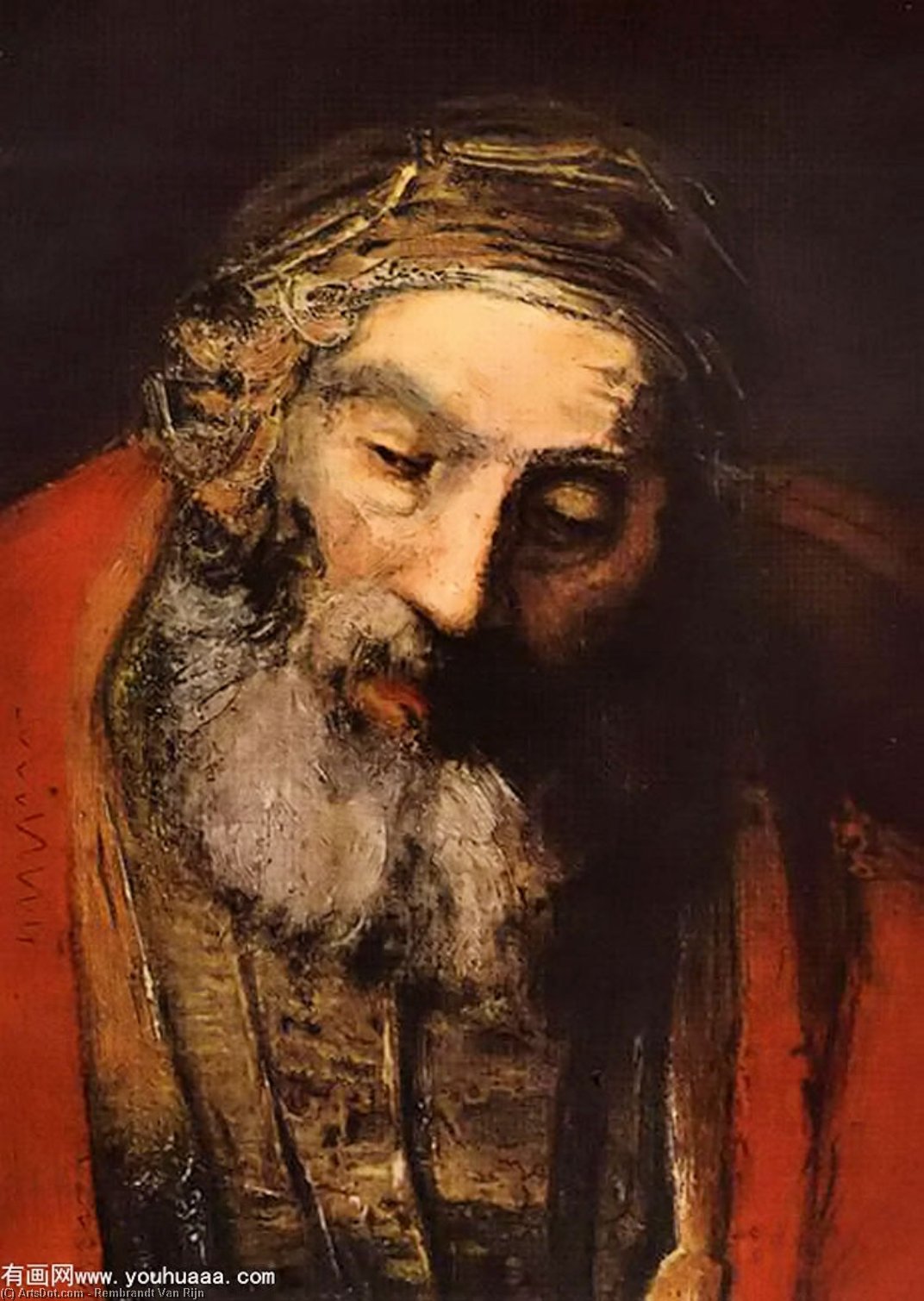 WikiOO.org - Enciclopedia of Fine Arts - Pictura, lucrări de artă Rembrandt Van Rijn - The return of the prodigal son detalj 1 ca er