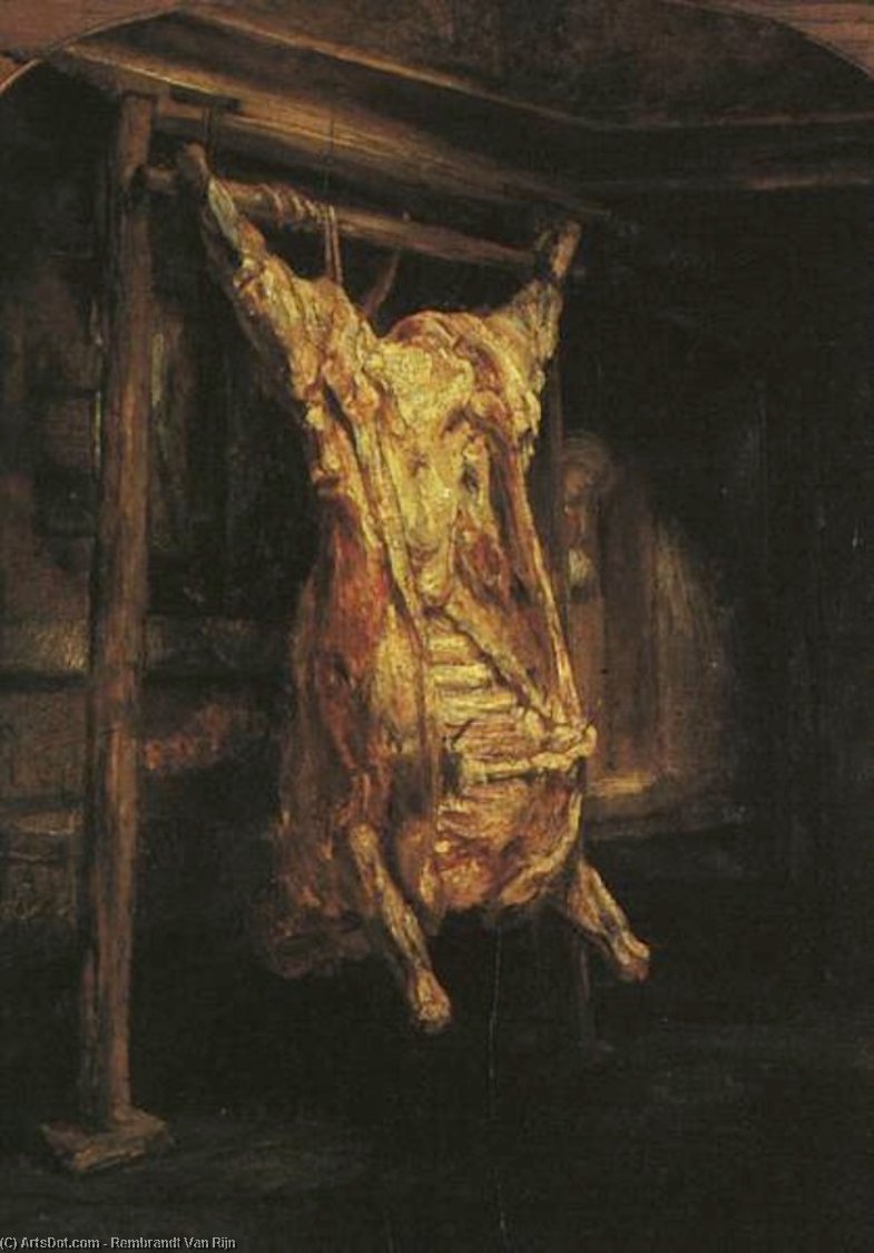 Wikioo.org – La Enciclopedia de las Bellas Artes - Pintura, Obras de arte de Rembrandt Van Rijn - El buey matado lumbrera