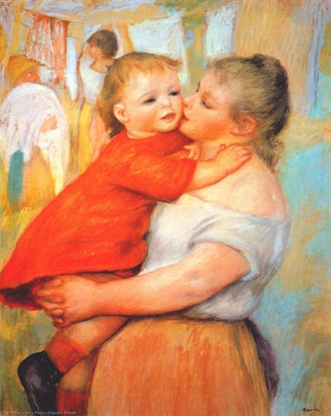 Wikioo.org – L'Enciclopedia delle Belle Arti - Pittura, Opere di Pierre-Auguste Renoir - aline e pierre , pastello su carta su legno , Clev