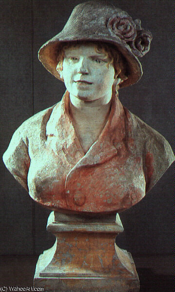 WikiOO.org - Encyclopedia of Fine Arts - Maleri, Artwork Pierre-Auguste Renoir - Bust of Madame Renoir, polychromed cement, Musé