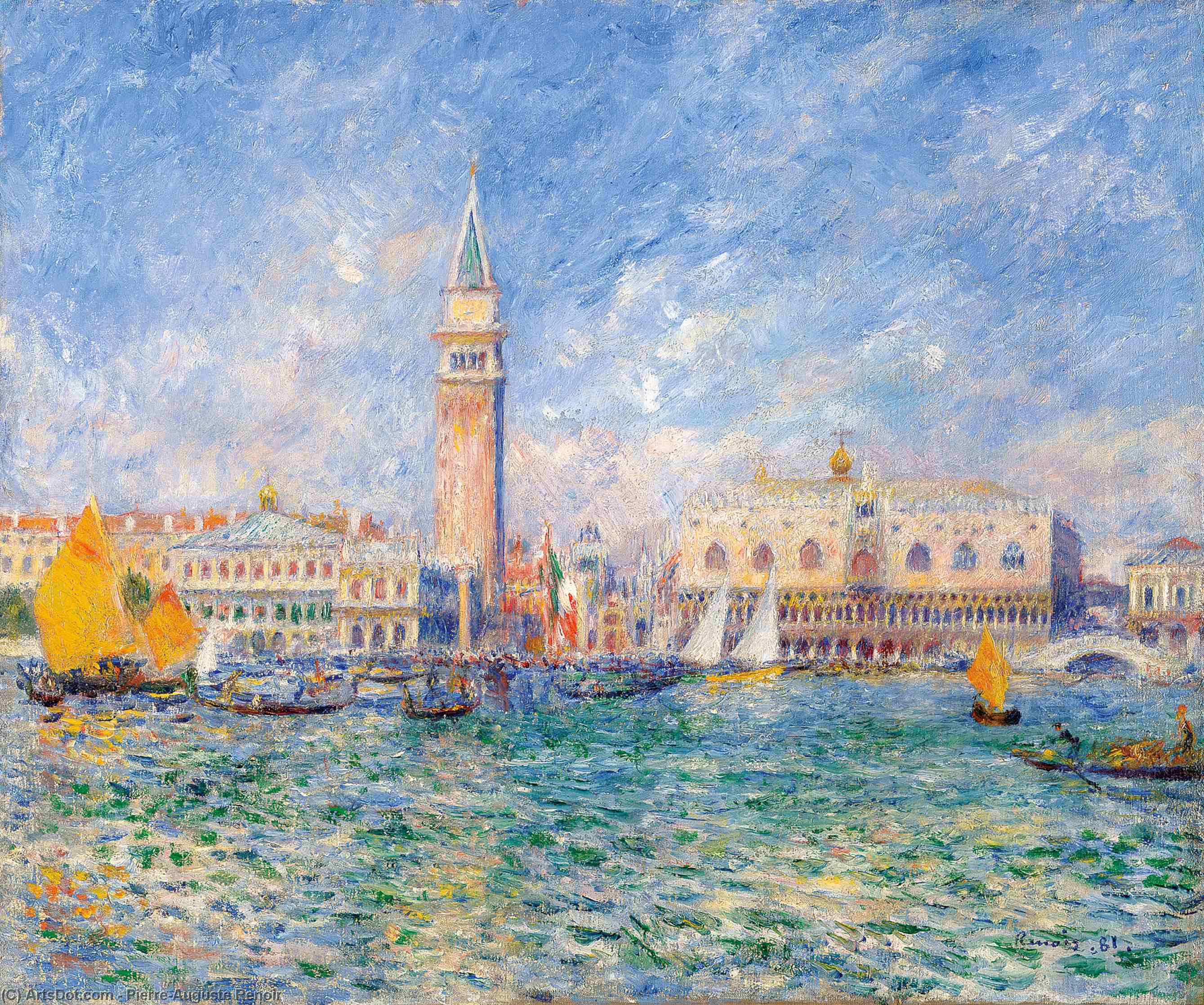 WikiOO.org - Encyclopedia of Fine Arts - Lukisan, Artwork Pierre-Auguste Renoir - Doges' Palace, Venice, oil on canvas, Sterling