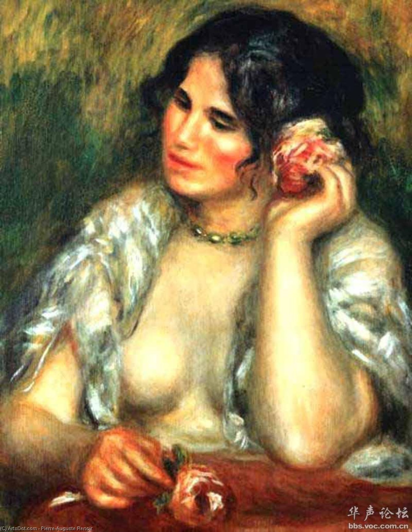 WikiOO.org - Encyclopedia of Fine Arts - Målning, konstverk Pierre-Auguste Renoir - Gabrielle with a Rose, Musée d'Orsay at Paris.