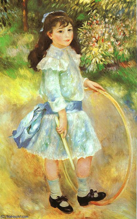 WikiOO.org – 美術百科全書 - 繪畫，作品 Pierre-Auguste Renoir - 女孩与一个箍 ( 玛丽 古戎 ) , 油画 ,