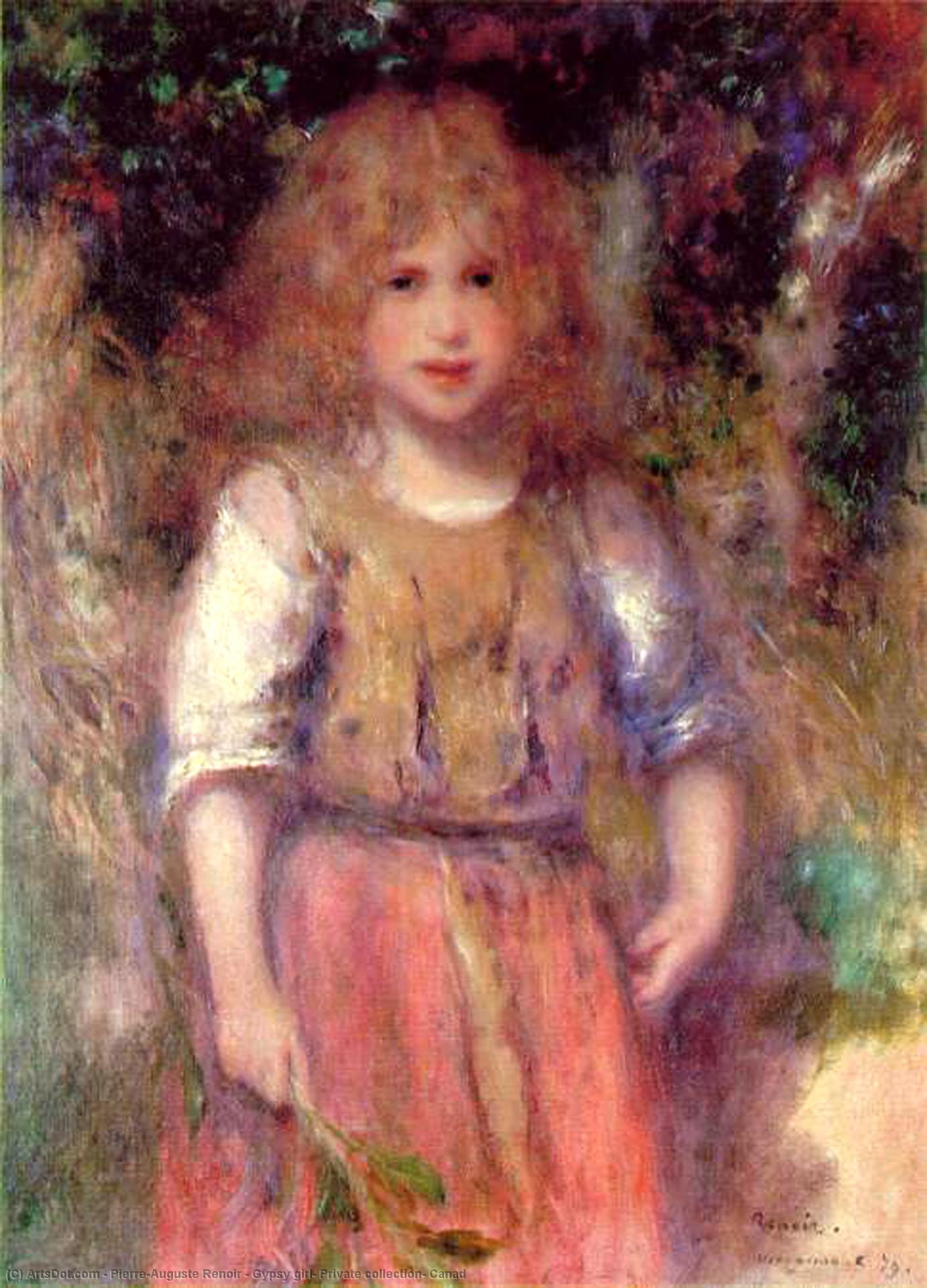 Wikoo.org - موسوعة الفنون الجميلة - اللوحة، العمل الفني Pierre-Auguste Renoir - Gypsy girl, Private collection, Canad
