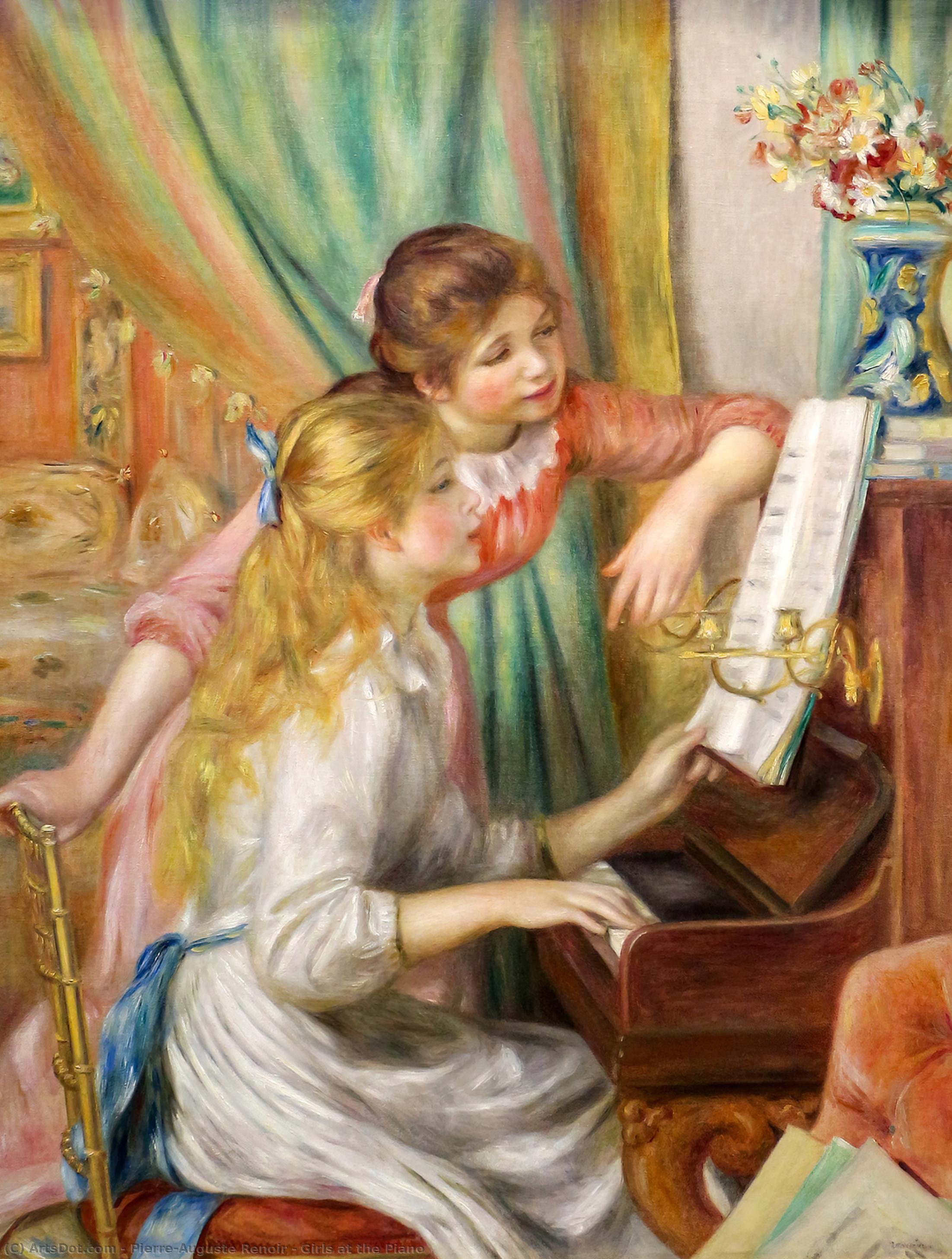 WikiOO.org - Энциклопедия изобразительного искусства - Живопись, Картины  Pierre-Auguste Renoir - Juenes filles а.е. фортепиано ( девушки на фортепиано ) ,