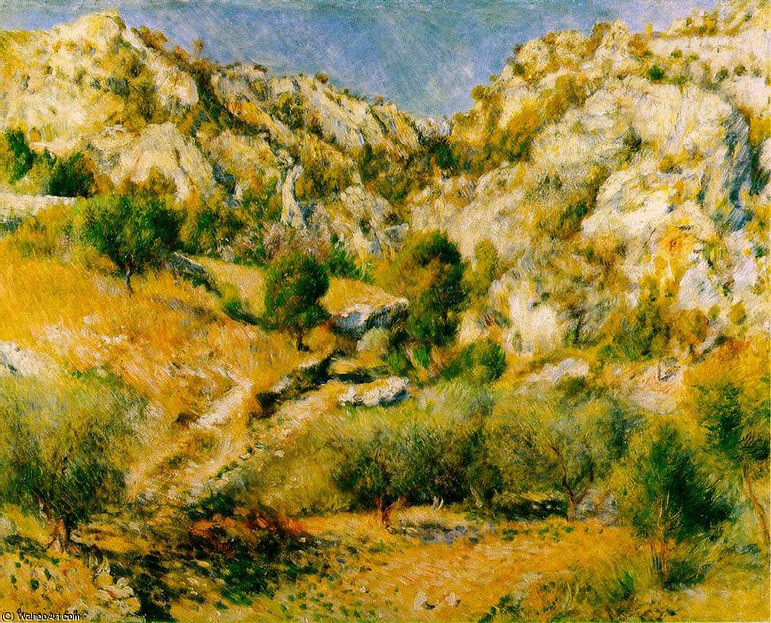 WikiOO.org - Enciklopedija dailės - Tapyba, meno kuriniai Pierre-Auguste Renoir - Rocky Crags at l'Estaque (Rochers a l'Estaque), - (66x80)