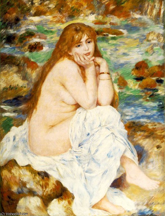 Wikioo.org - สารานุกรมวิจิตรศิลป์ - จิตรกรรม Pierre-Auguste Renoir - Seated bather, ca Fogg Art Mu