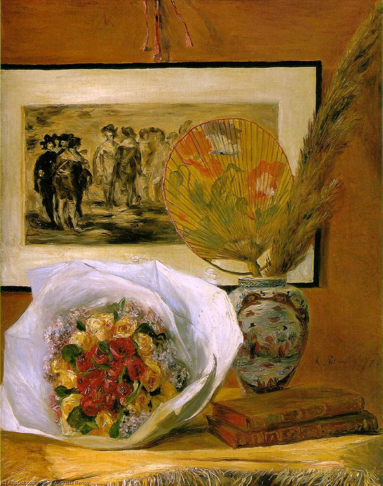 Wikioo.org - Bách khoa toàn thư về mỹ thuật - Vẽ tranh, Tác phẩm nghệ thuật Pierre-Auguste Renoir - Still life with bouquet, Museum o