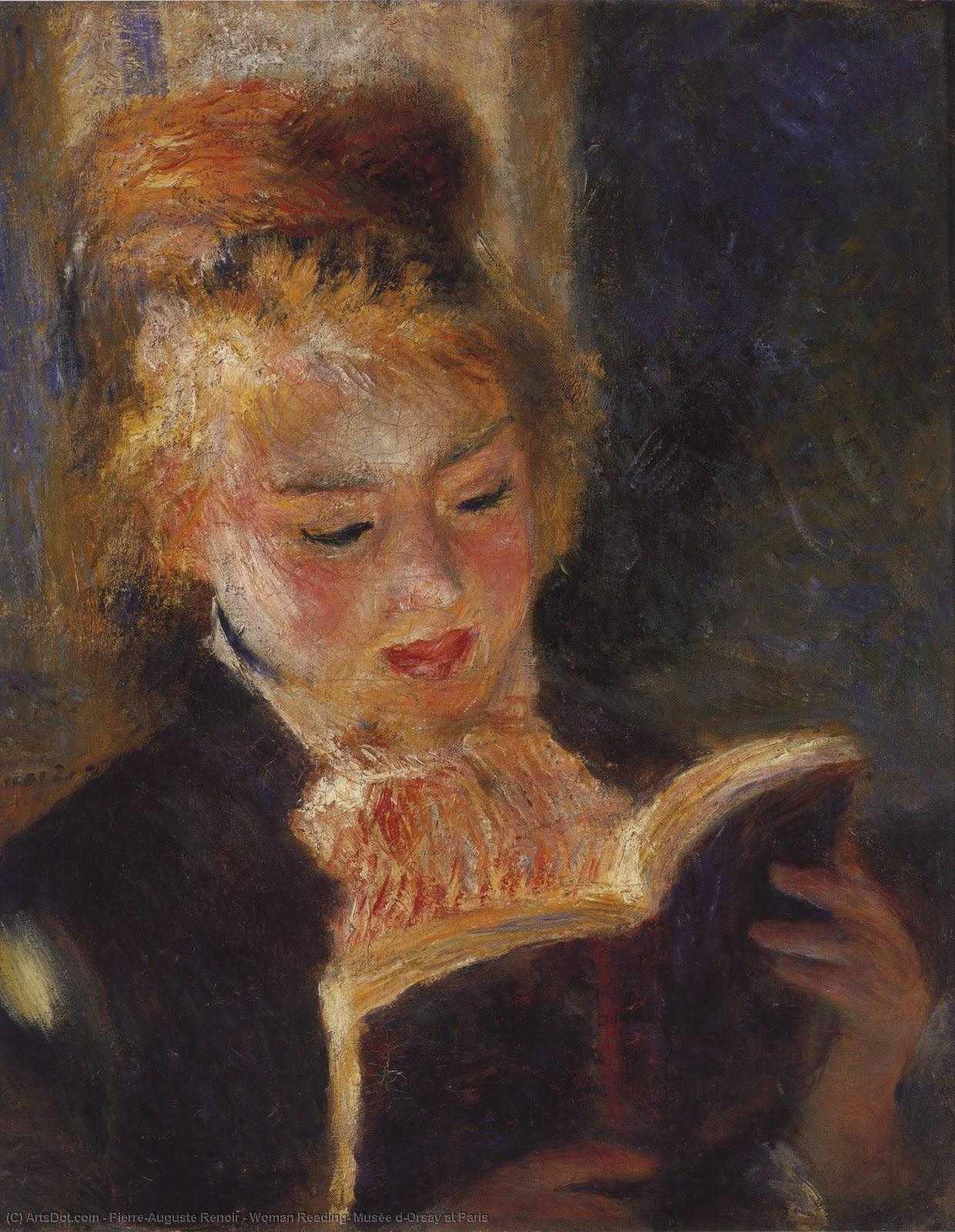 Wikoo.org - موسوعة الفنون الجميلة - اللوحة، العمل الفني Pierre-Auguste Renoir - Woman Reading, Musée d'Orsay at Paris