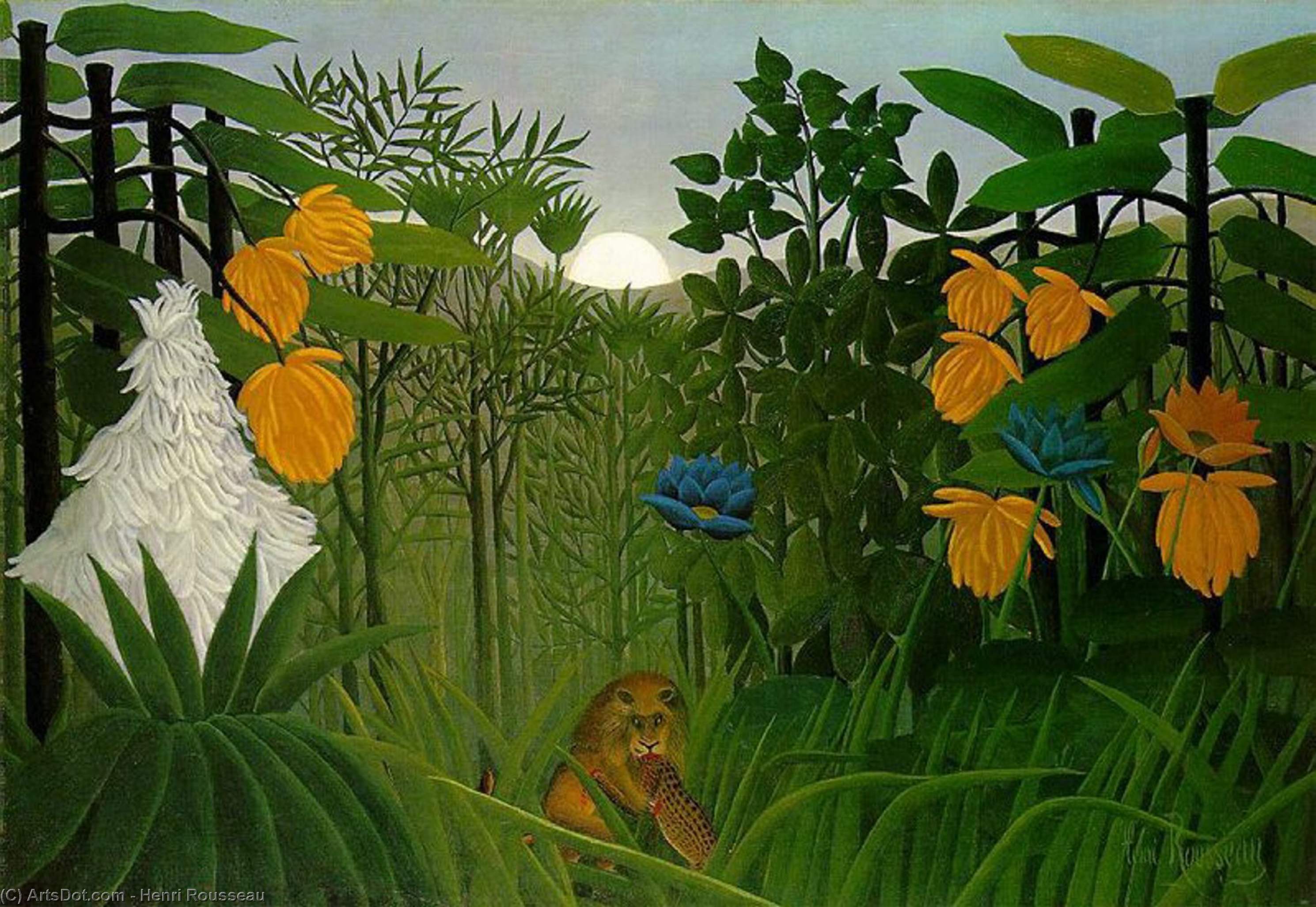 WikiOO.org - Encyclopedia of Fine Arts - Lukisan, Artwork Henri Julien Félix Rousseau (Le Douanier) - The repast of the lion, The