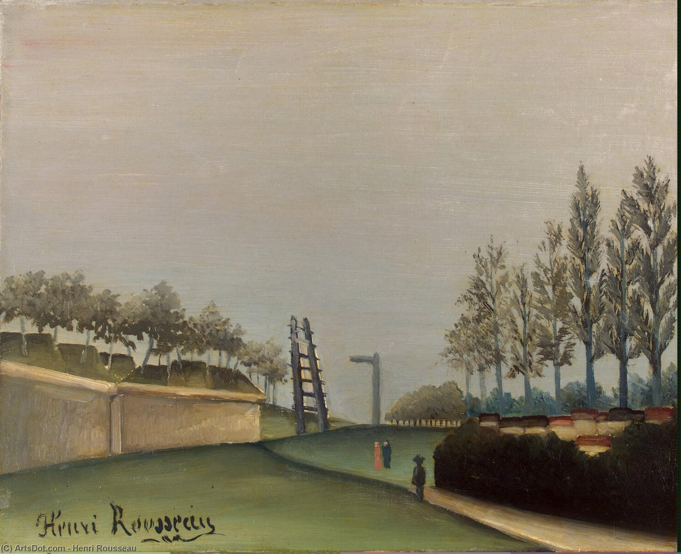 Wikioo.org - Bách khoa toàn thư về mỹ thuật - Vẽ tranh, Tác phẩm nghệ thuật Henri Julien Félix Rousseau (Le Douanier) - View of the Fortifications to the left of the Ga