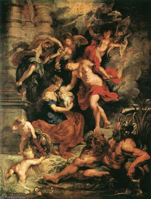 Wikioo.org - The Encyclopedia of Fine Arts - Painting, Artwork by Peter Paul Rubens - The Birth of Marie de' Medici, Louvre