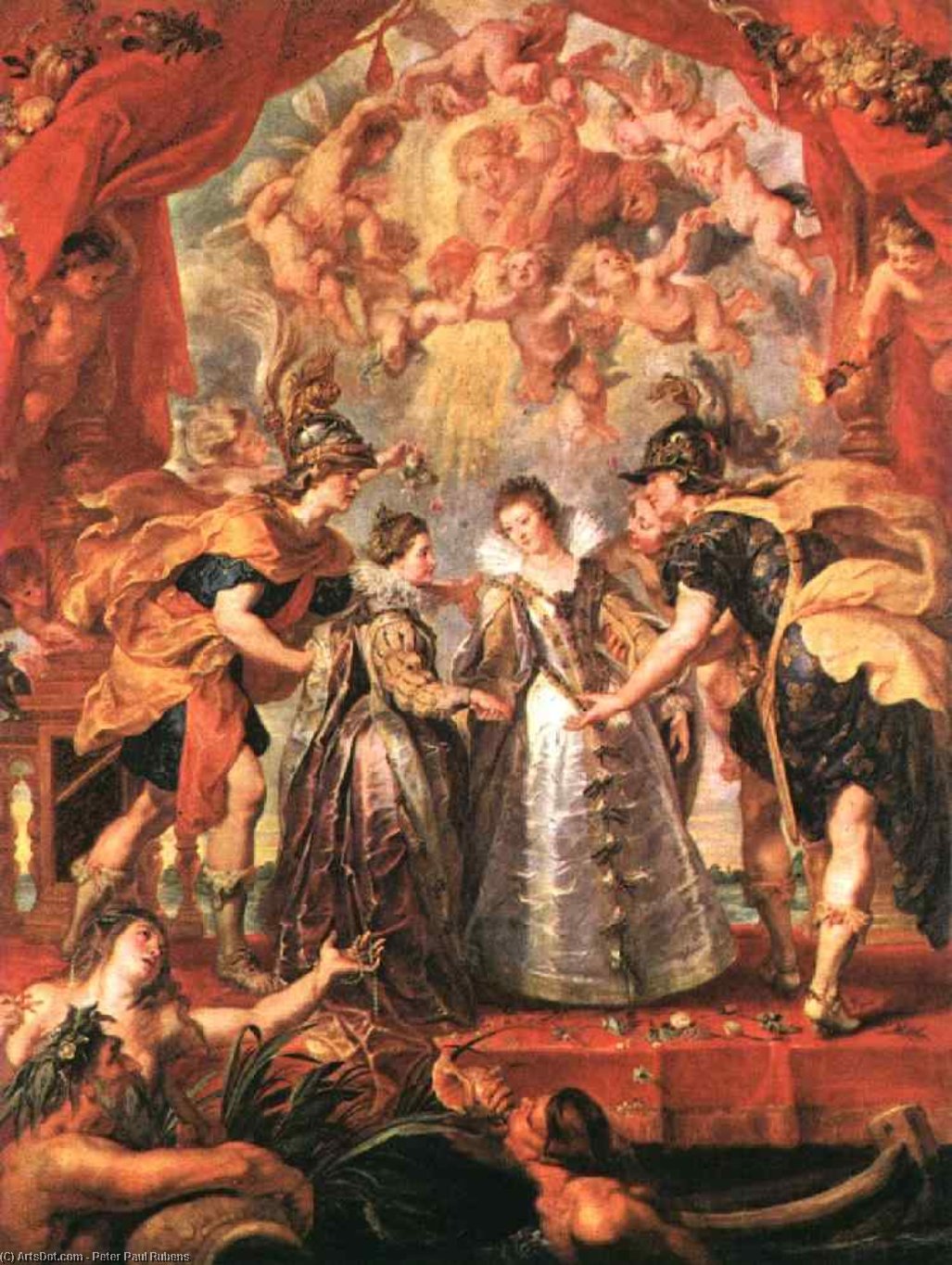 Wikioo.org - The Encyclopedia of Fine Arts - Painting, Artwork by Peter Paul Rubens - An Exchange of Princesses, Louvre