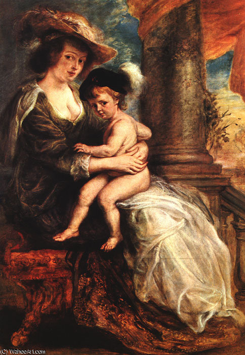 Wikioo.org - The Encyclopedia of Fine Arts - Painting, Artwork by Peter Paul Rubens - Helena Fourment with her Son Francis Alte Pinako