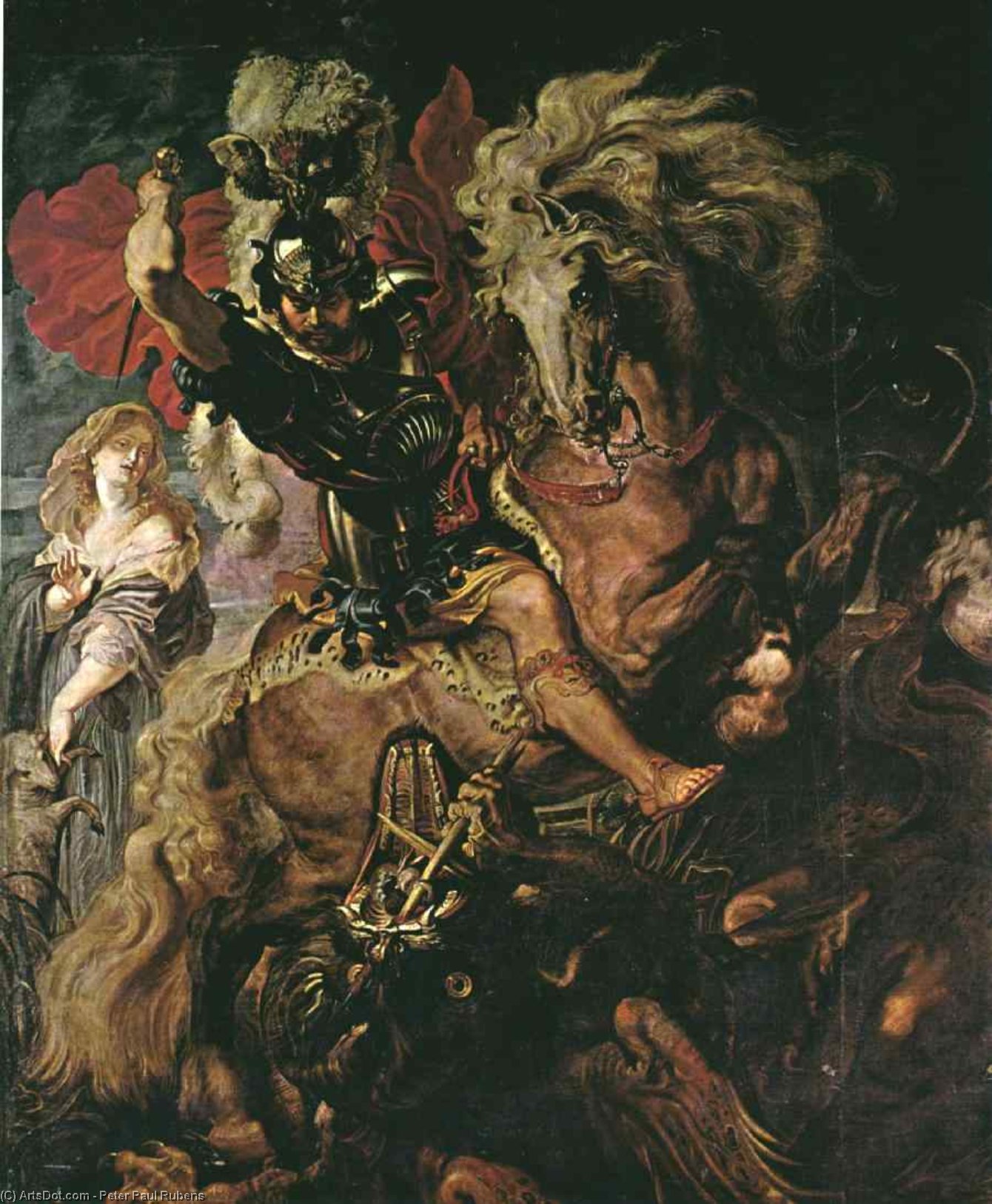 Wikioo.org - สารานุกรมวิจิตรศิลป์ - จิตรกรรม Peter Paul Rubens - Saint George ans the dragon, Prado