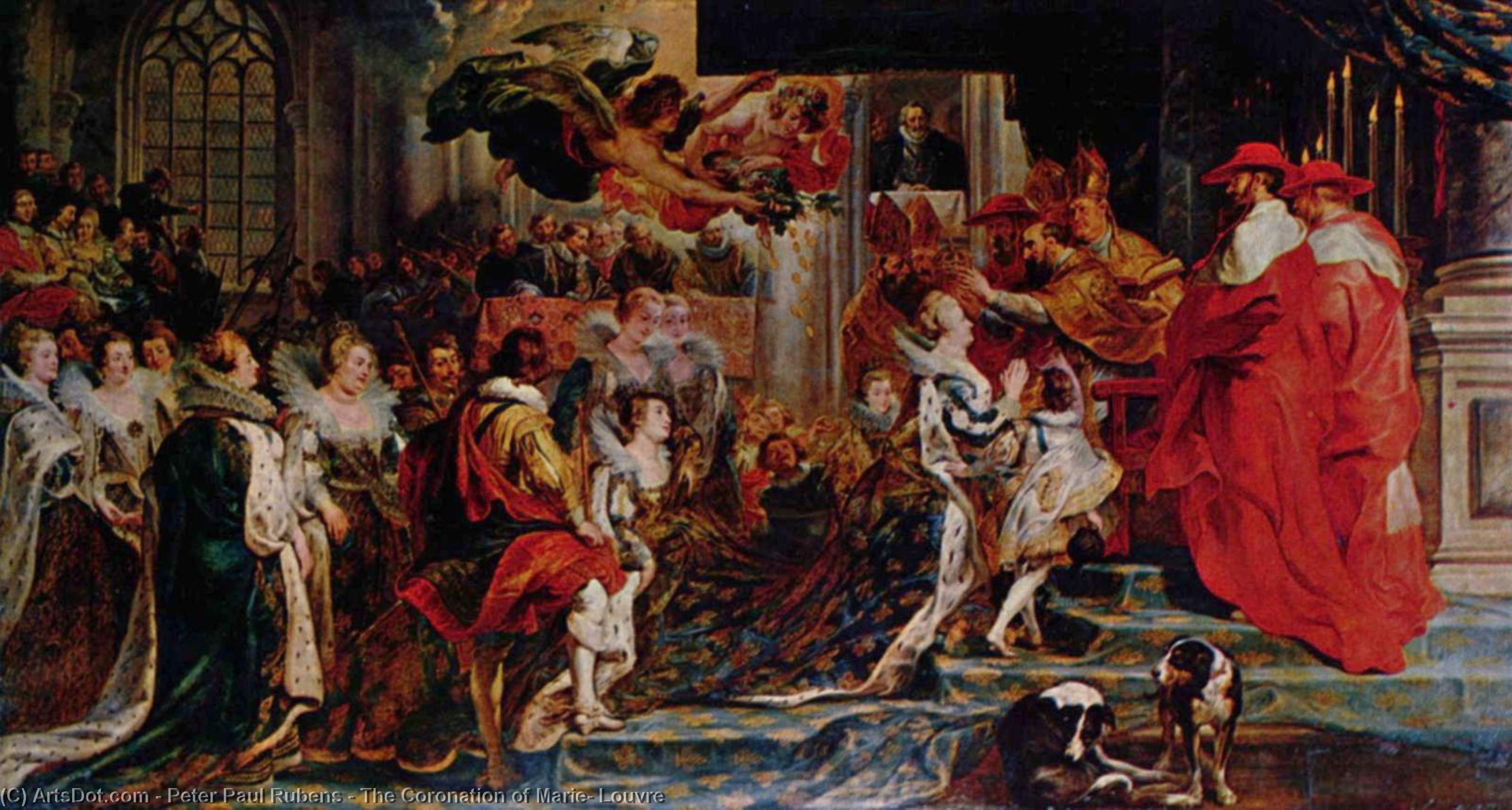 Wikoo.org - موسوعة الفنون الجميلة - اللوحة، العمل الفني Peter Paul Rubens - The Coronation of Marie, Louvre