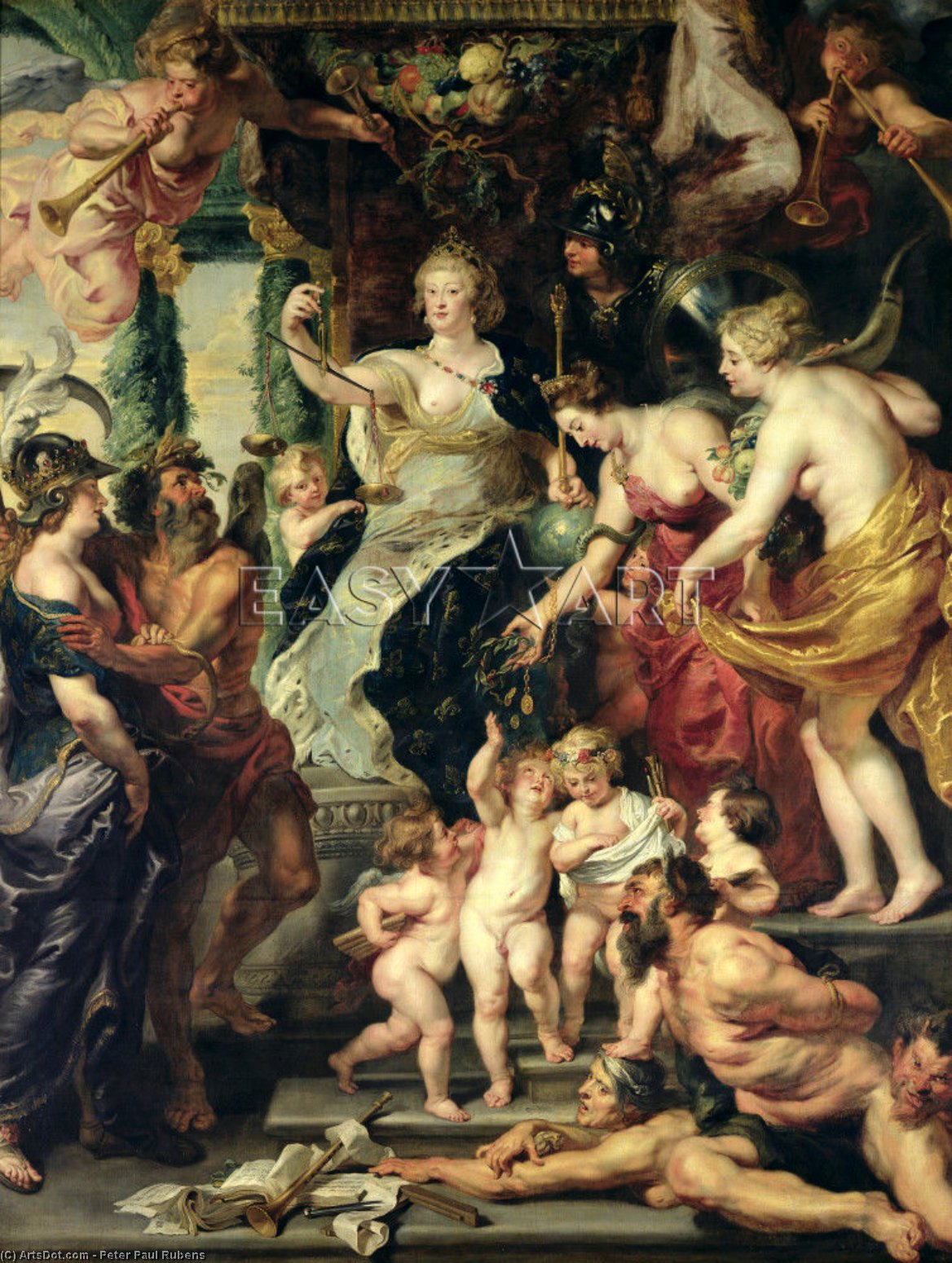 Wikioo.org - Bách khoa toàn thư về mỹ thuật - Vẽ tranh, Tác phẩm nghệ thuật Peter Paul Rubens - The Happiness of the Regency Louvre