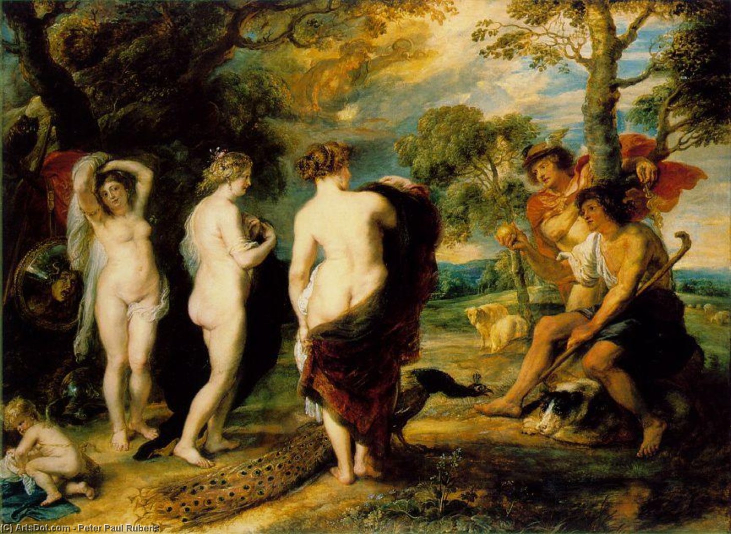Wikioo.org – La Enciclopedia de las Bellas Artes - Pintura, Obras de arte de Peter Paul Rubens - el juicio de París do  1636   GN  de Londres