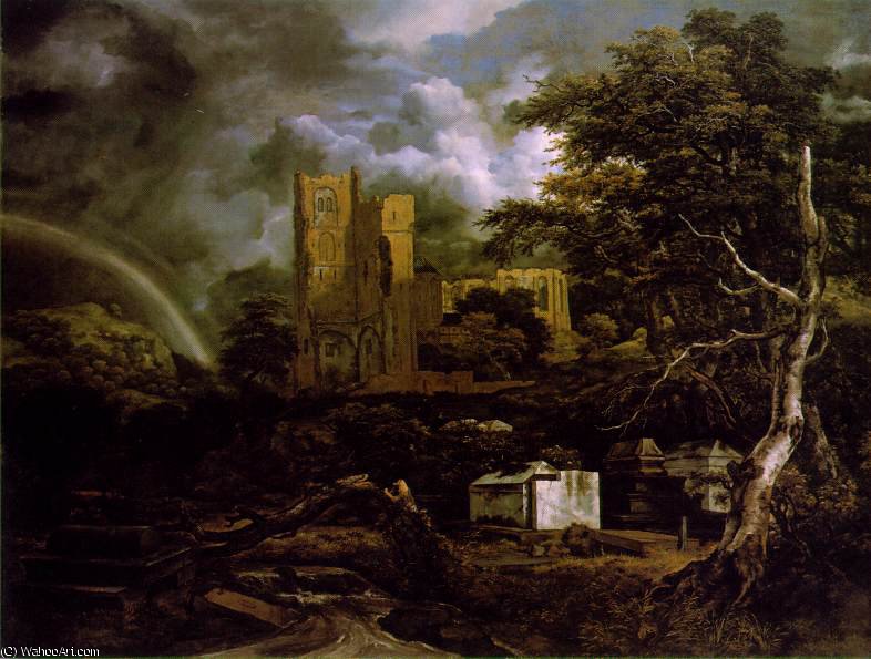 Wikioo.org – La Enciclopedia de las Bellas Artes - Pintura, Obras de arte de Jacob Isaakszoon Van Ruisdael (Ruysdael) - Cementerio judío, ca Detroit Ins