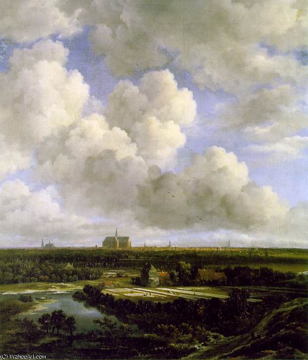 Wikioo.org - The Encyclopedia of Fine Arts - Painting, Artwork by Jacob Isaakszoon Van Ruisdael (Ruysdael) - View of Haarlem with Bleaching Grounds, ca