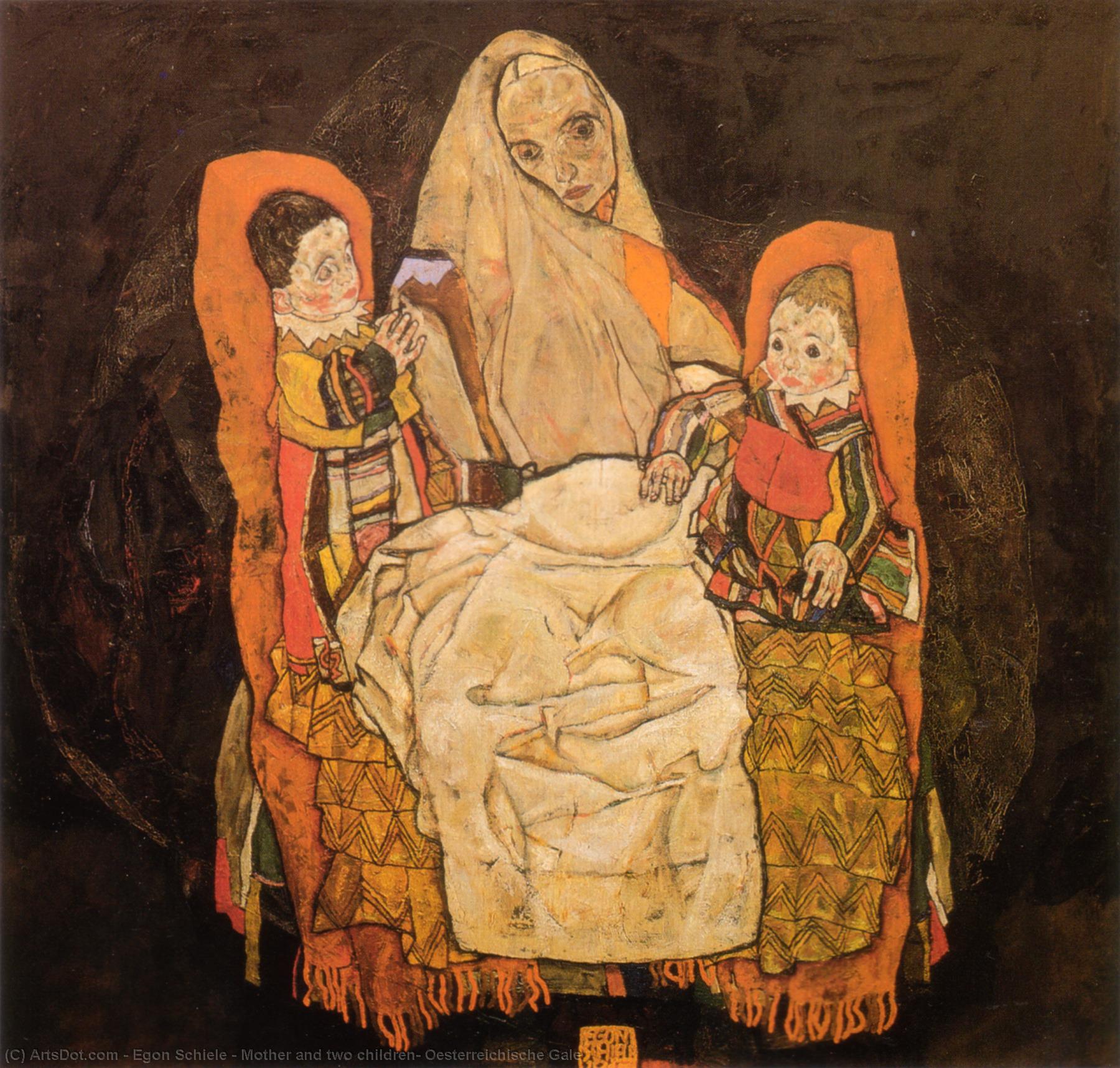 Wikioo.org - The Encyclopedia of Fine Arts - Painting, Artwork by Egon Schiele - Mother and two children, Oesterreichische Gale