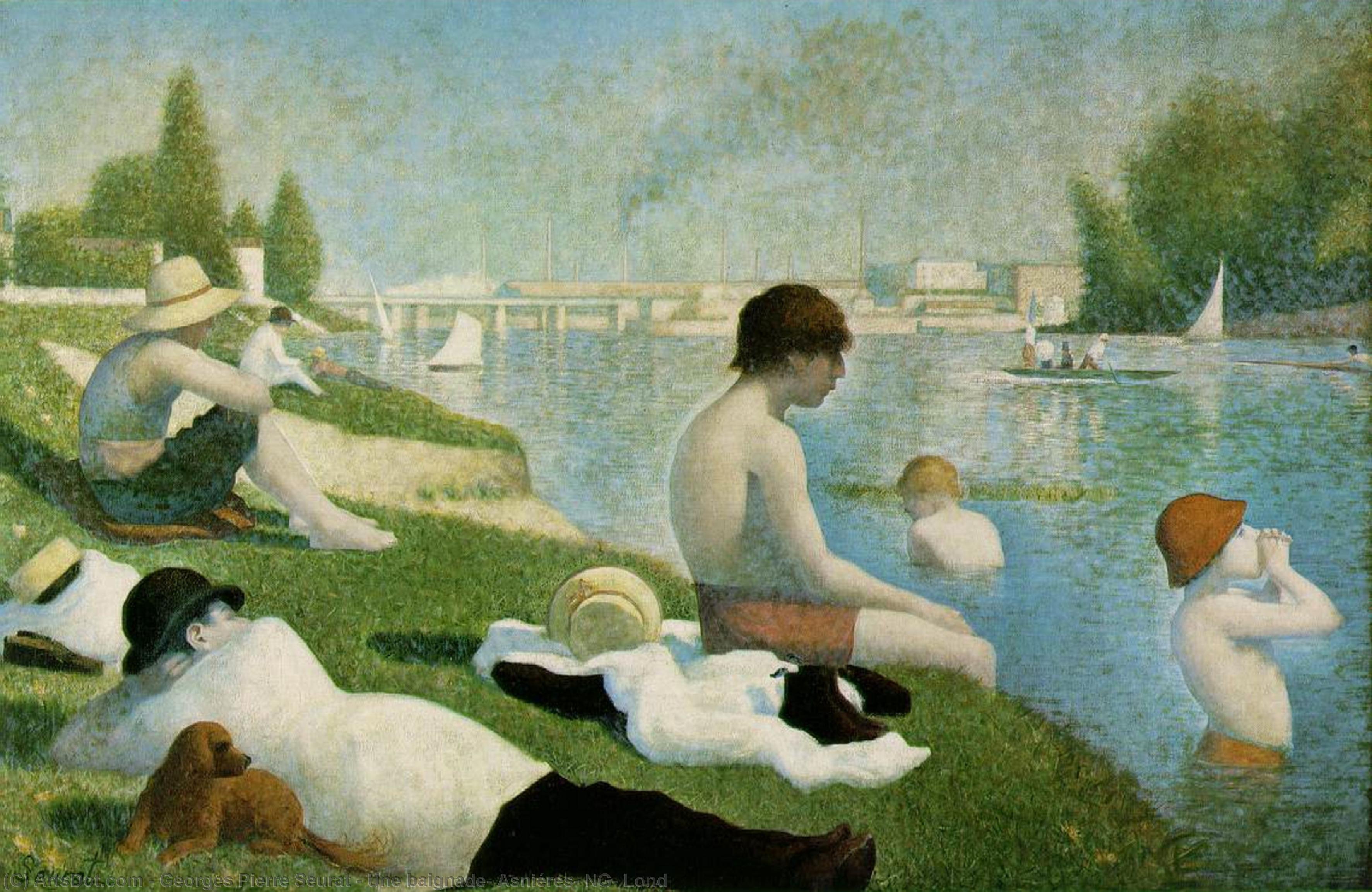 WikiOO.org - 백과 사전 - 회화, 삽화 Georges Pierre Seurat - Une baignade, Asniéres, NG, Lond