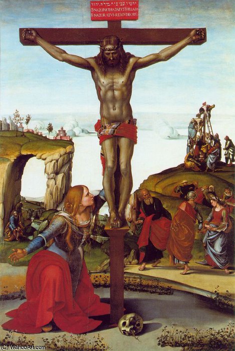 Wikioo.org - The Encyclopedia of Fine Arts - Painting, Artwork by Luca Signorelli - The Crucifixion with St. Mary Magdalen, ca