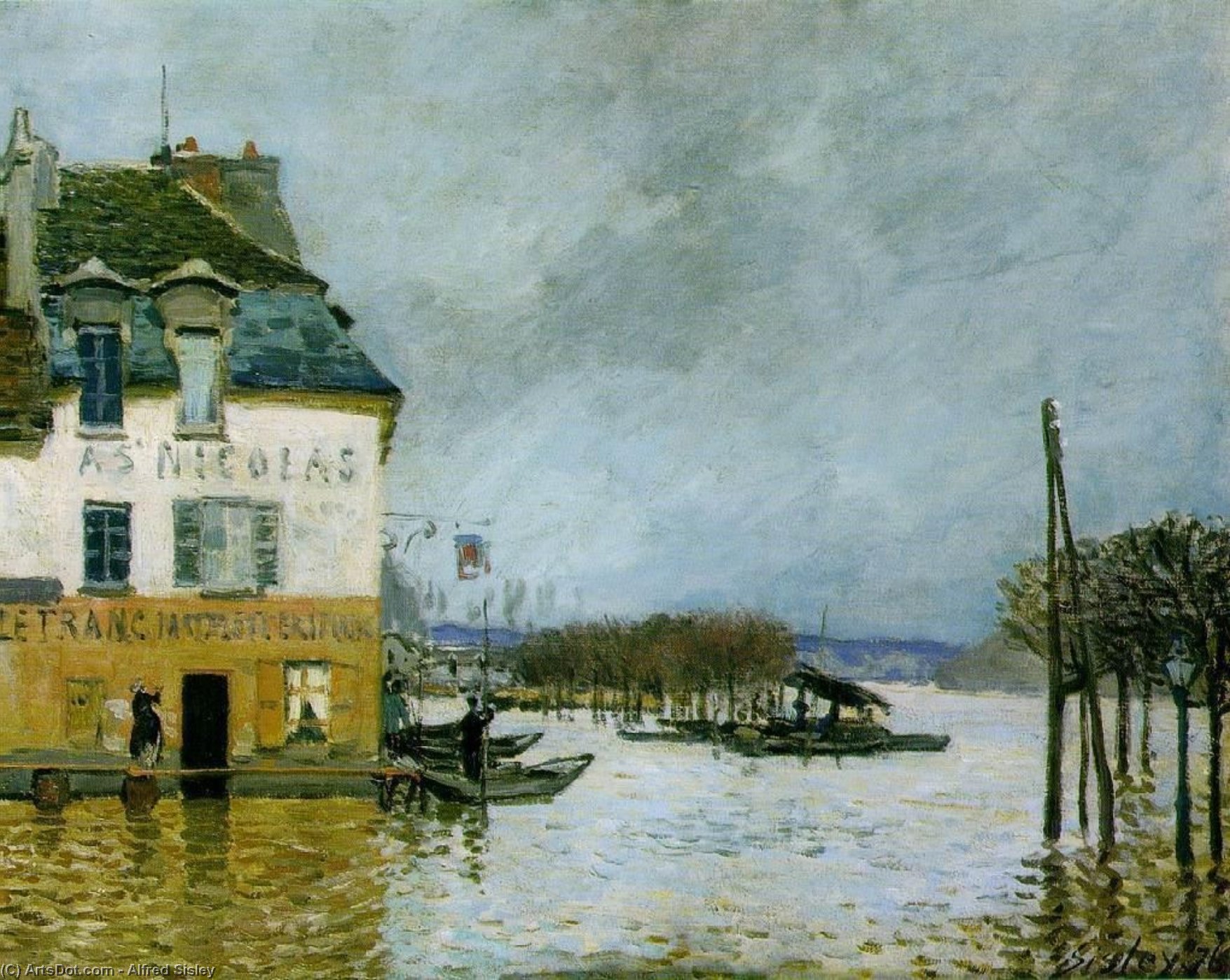 Wikioo.org - The Encyclopedia of Fine Arts - Painting, Artwork by Alfred Sisley - Flood at Port-Marly, Musee des Beaux -