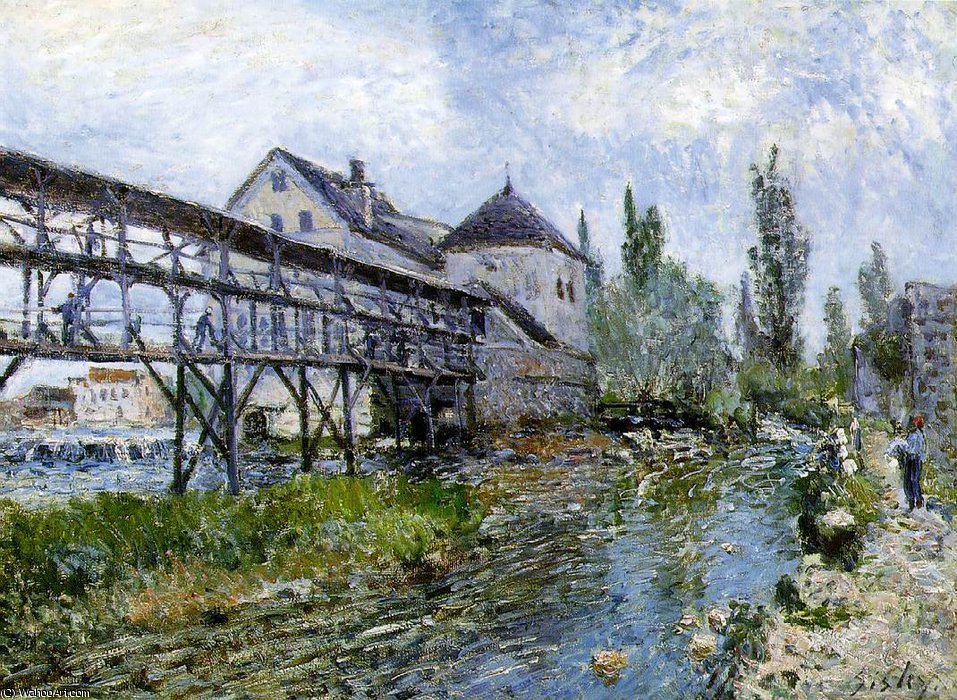 Wikioo.org - The Encyclopedia of Fine Arts - Painting, Artwork by Alfred Sisley - Provencher's mill at Moret, Museum Bo