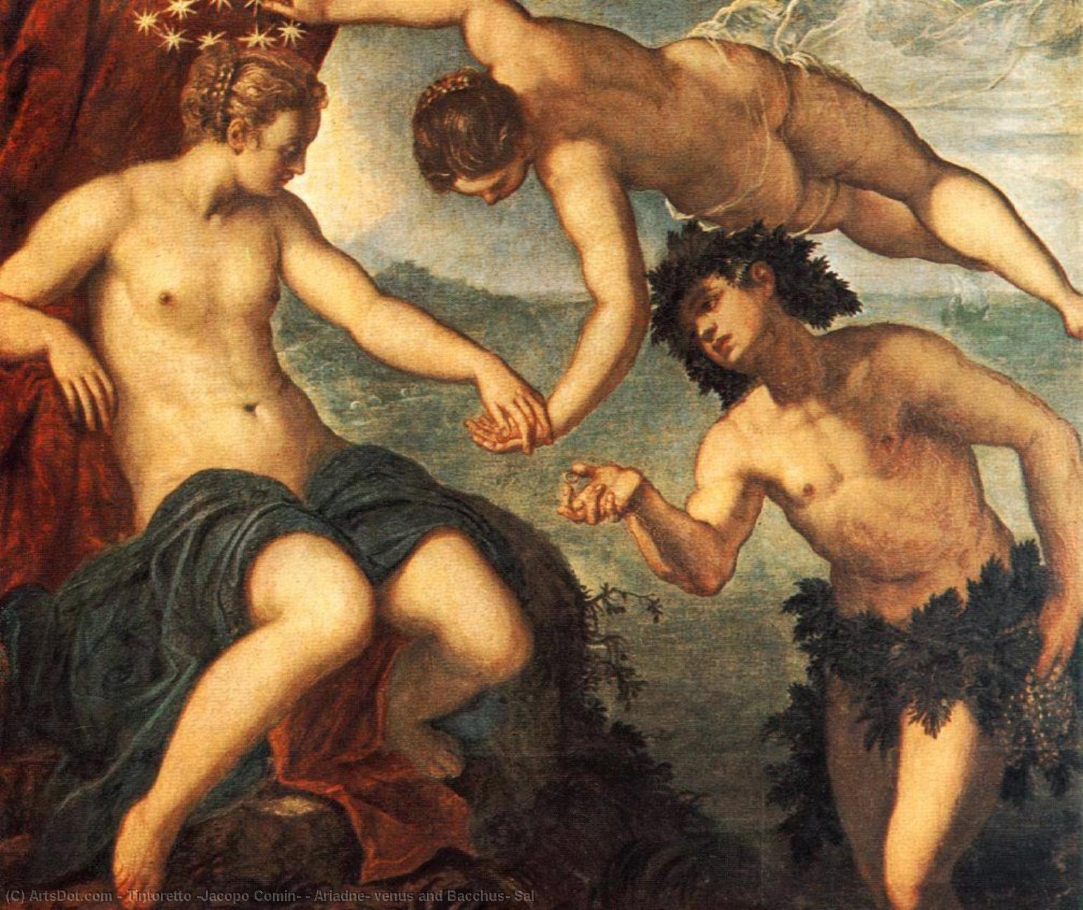 Wikioo.org - The Encyclopedia of Fine Arts - Painting, Artwork by Tintoretto (Jacopo Comin) - Ariadne, venus and Bacchus, Sal