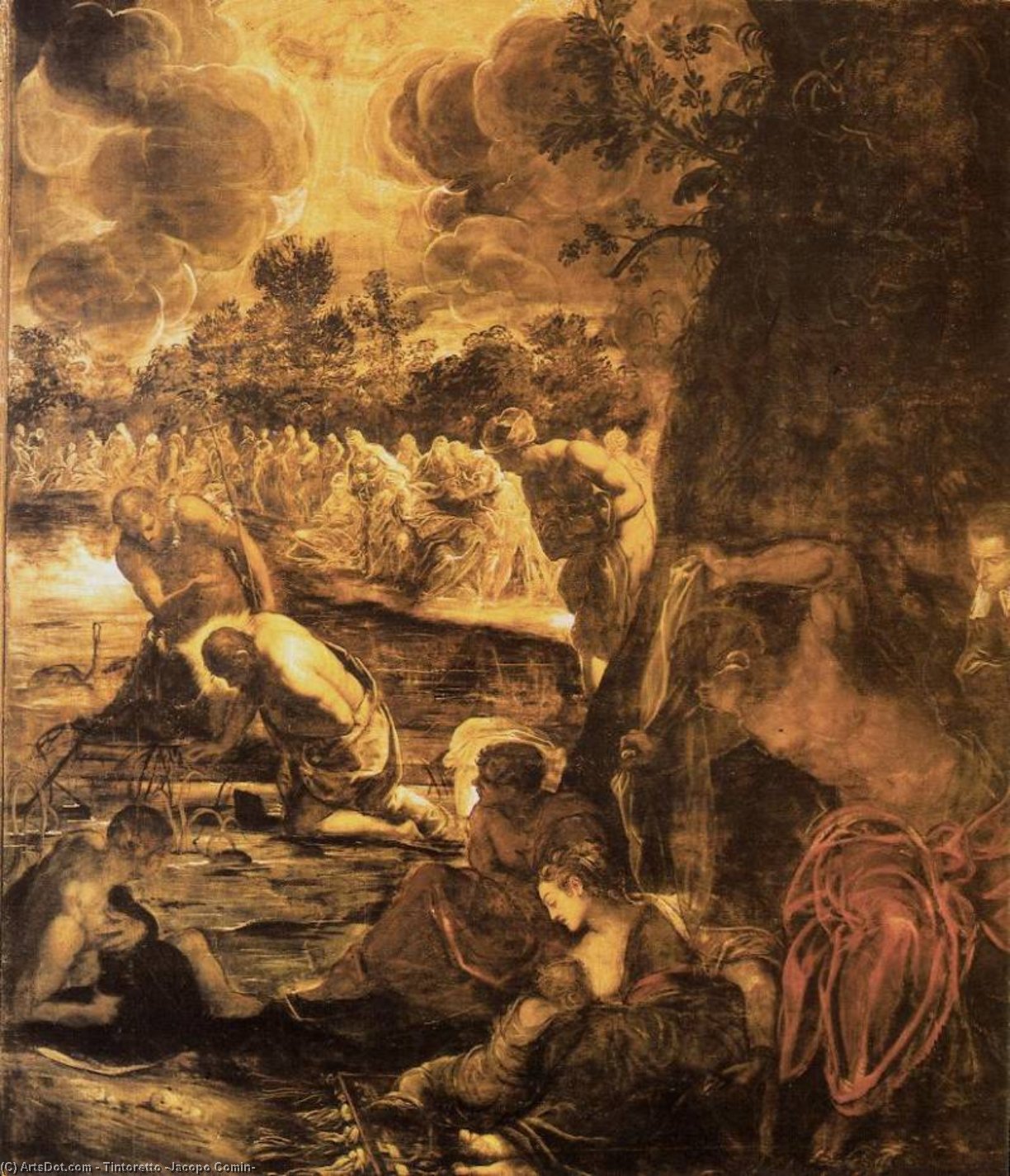 WikiOO.org - Enciclopédia das Belas Artes - Pintura, Arte por Tintoretto (Jacopo Comin) - Baptism of Christ, Sala Gran