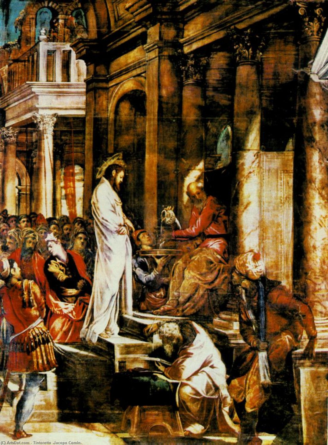 Wikioo.org – L'Enciclopedia delle Belle Arti - Pittura, Opere di Tintoretto (Jacopo Comin) - Cristo davanti a pilato , sala dell'albergo , scuola d