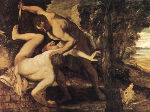 WikiOO.org - Encyclopedia of Fine Arts - Lukisan, Artwork Tintoretto (Jacopo Comin) - Kain och abel, venedig