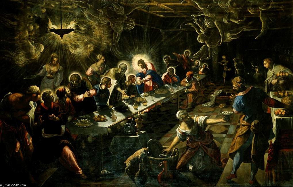 Wikioo.org - The Encyclopedia of Fine Arts - Painting, Artwork by Tintoretto (Jacopo Comin) - L'ultima cena, San Giorgio M