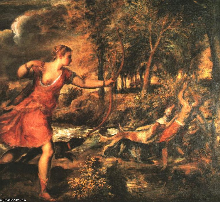 Wikioo.org - The Encyclopedia of Fine Arts - Painting, Artwork by Tiziano Vecellio (Titian) - Death of actaeon, ng london