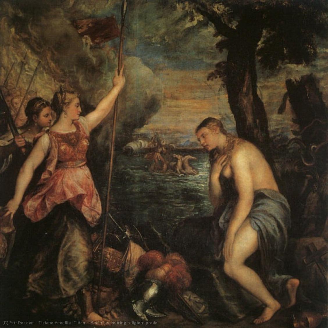 Wikioo.org - The Encyclopedia of Fine Arts - Painting, Artwork by Tiziano Vecellio (Titian) - Spain succouring religion, prado