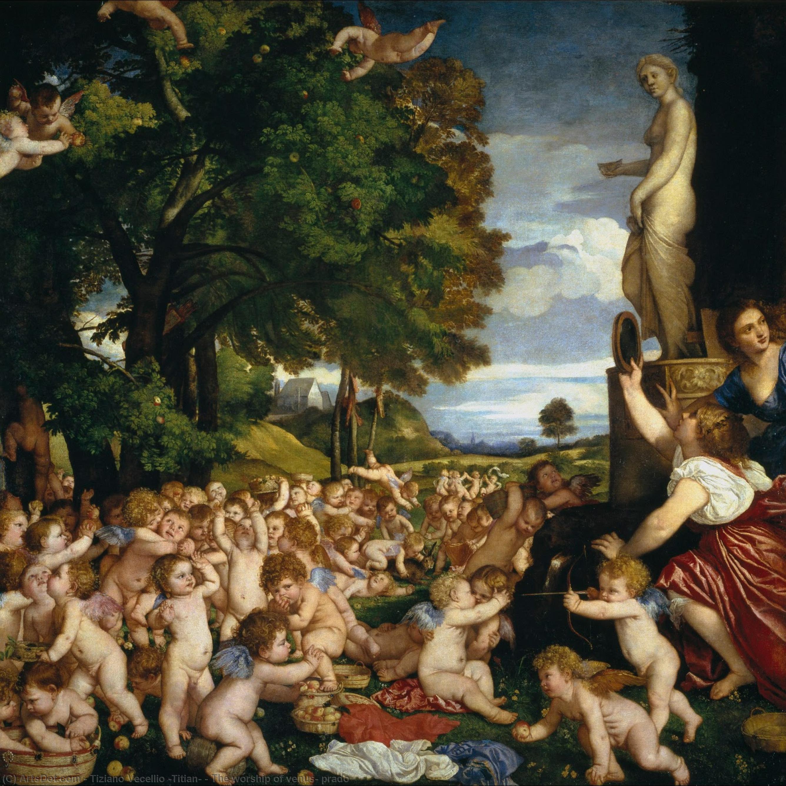 Wikioo.org – La Enciclopedia de las Bellas Artes - Pintura, Obras de arte de Tiziano Vecellio (Titian) - El culto de venus , prado