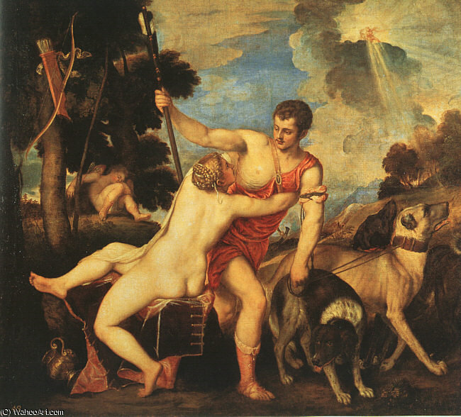 WikiOO.org - Енциклопедия за изящни изкуства - Живопис, Произведения на изкуството Tiziano Vecellio (Titian) - Venus and adonis, prado