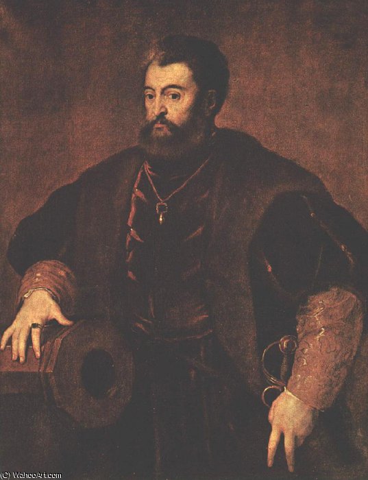 WikiOO.org - Güzel Sanatlar Ansiklopedisi - Resim, Resimler Tiziano Vecellio (Titian) - Portrait of alfonso d'este, metropolitan moa